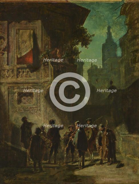 Spanish Serenade from the Barber of Sevilla, ca 1856. Creator: Spitzweg, Carl (1808-1885).