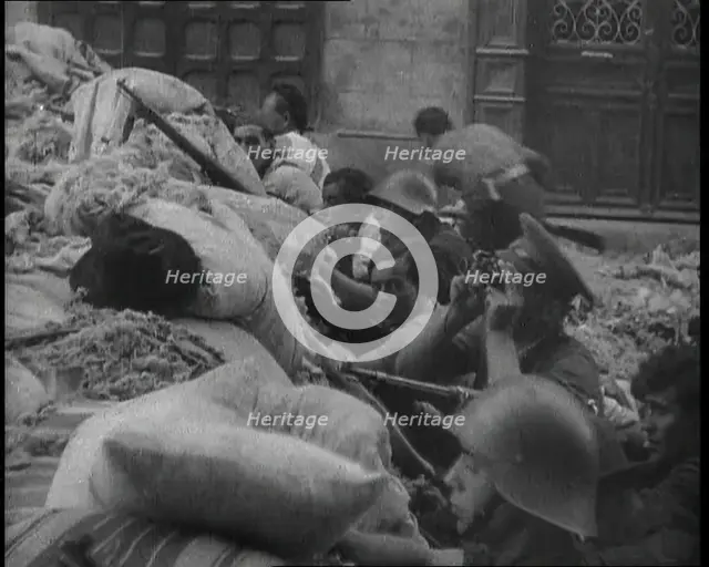 Spanish Soldiers Manning a Barricade, 1936. Creator: British Pathe Ltd.