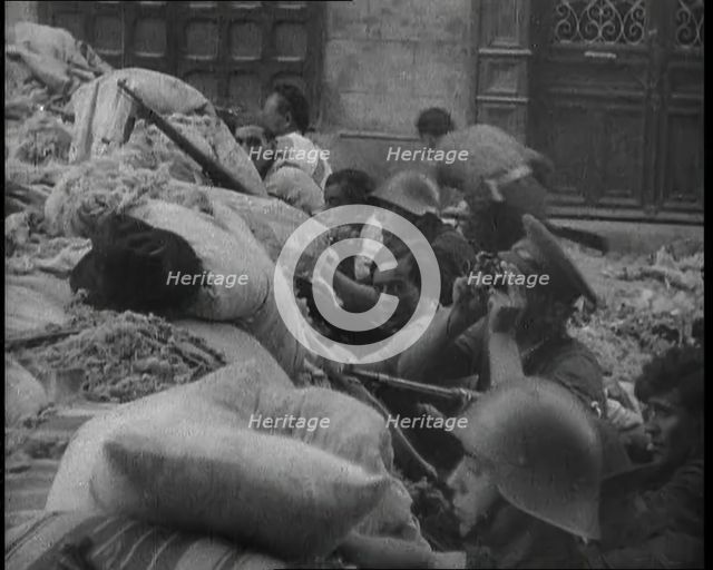 Spanish Soldiers Manning a Barricade, 1936. Creator: British Pathe Ltd.