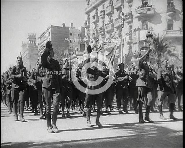 Spanish Soldiers Marching, 1930s. Creator: British Pathe Ltd.