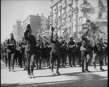 Spanish Soldiers Marching, 1930s. Creator: British Pathe Ltd