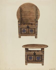 Spanish Southwest Hutch Table, c. 1939. Creator: Marjery Parish