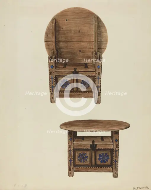 Spanish Southwest Hutch Table, c. 1939. Creator: Marjery Parish.