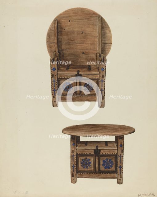 Spanish Southwest Hutch Table, c. 1939. Creator: Marjery Parish.
