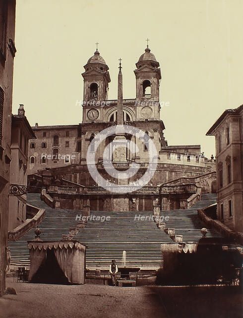 [Spanish Steps, Rome], ca. 1855. Creator: Pietro Dovizielli.