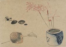 Sparklers, crab and bulb, late 18th-early 19th century. Creator: Hokusai