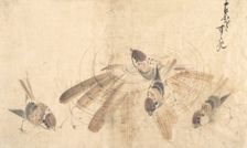 Sparrows, ca. 1825. Creator: Hokusai