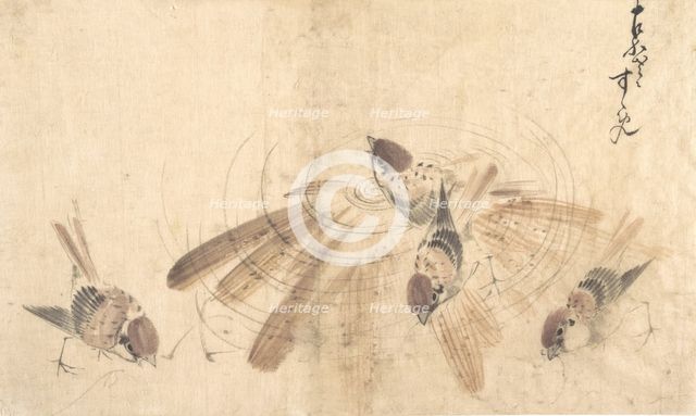 Sparrows, ca. 1825. Creator: Hokusai.