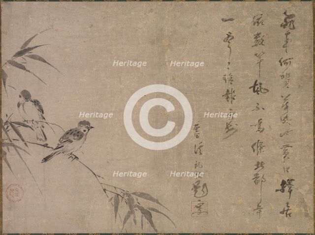 Sparrows and Bamboo, mid- to late 1500s. Creator: Shiken Seid? (Japanese, 1486-1581).