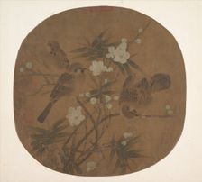 Sparrows, plum blossoms, and bamboo, late 12th century. Creator: Unknown