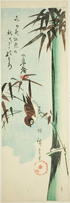 Sparrow and bamboo, c. 1843/47. Creator: Ando Hiroshige