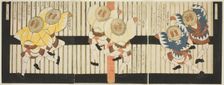 Sparrow dancers, from "A Set of Six for the Katsushika Circle (Katsushika rokuban...c.1827/28. Creator: Gakutei
