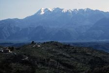 Sparta, Greece and valley of the River Eurotas, with Taiyrtos mountains beyond, c20th century. Artist: CM Dixon