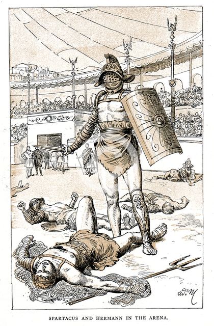 'Spartacus and Hermann in the Arena', late 19th century. Artist: Unknown