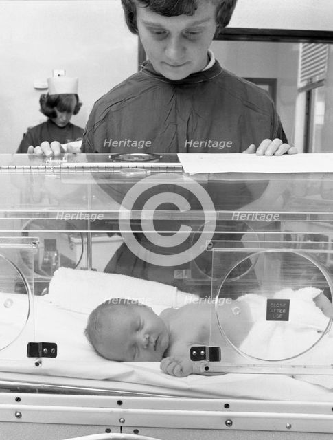 Special care unit for premature babies, Nether Edge Hospital, Sheffield, South Yorkshire, 1969. Creator: Michael Walters.