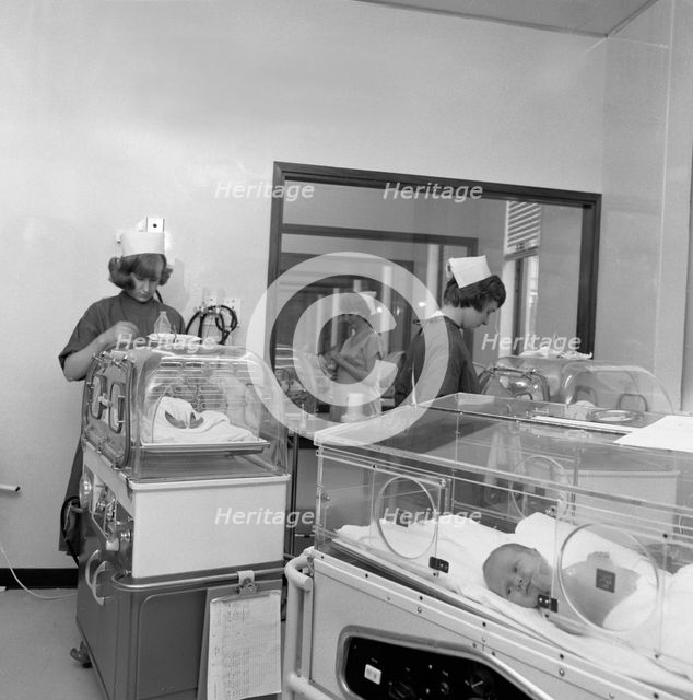 Special care unit for premature babies, Nether Edge Hospital, Sheffield, South Yorkshire, 1969. Creator: Michael Walters.