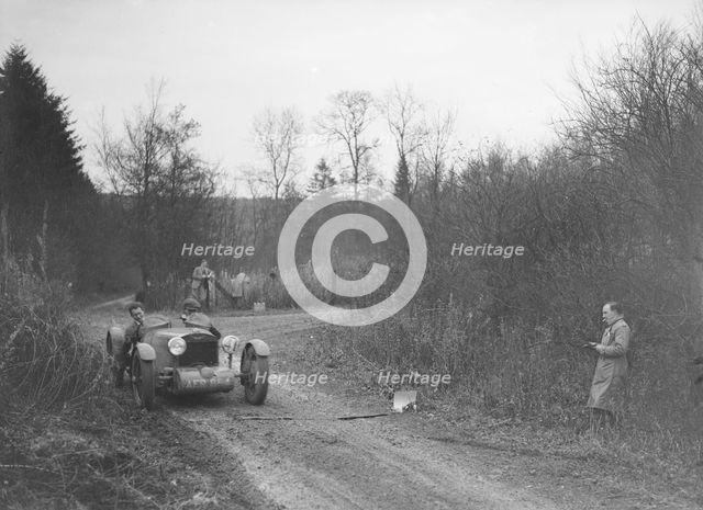 Special open 2-seater competing in the Great West Motor Club Thatcher Trophy, 1938. Artist: Bill Brunell.