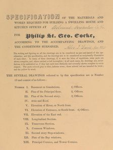 Specifications for "Belmead", James River, Virginia for Philip St. George Cocke, 1845., 1845. Creator: Alexander Jackson Davis
