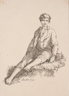 Specimens of Polyautography: Boy Seated on a Grassy Bank, 1803. Creator: Thomas Barker (British, 1769-1847)