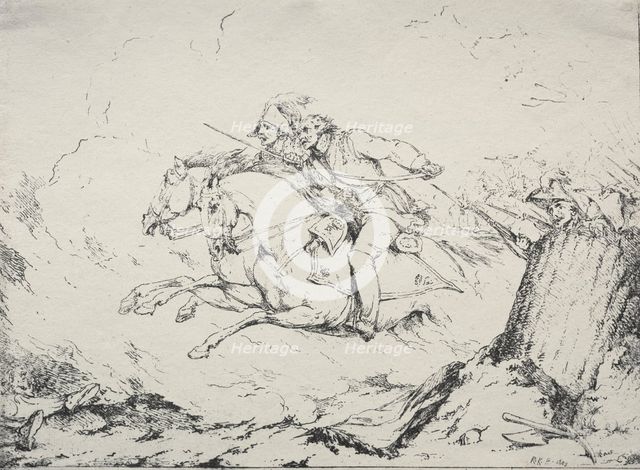 Specimens of Polyautography: Cavalry Charge, 1803. Creator: Robert Kerr Porter (British, 1777-1842).