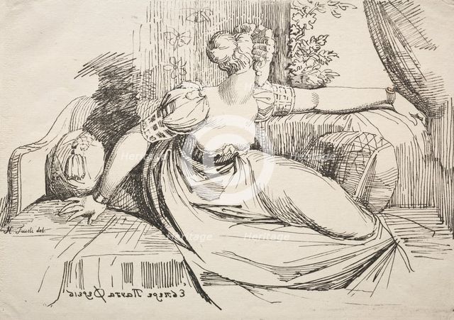 Specimens of Polyautography: Woman on a Sofa. Creator: Henry Fuseli (Swiss, 1741-1825).