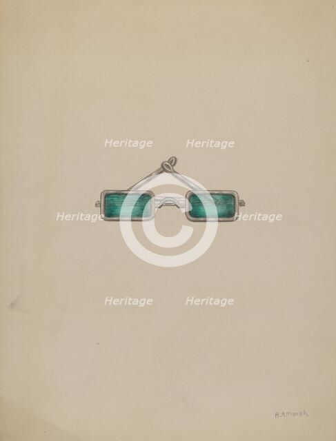 Spectacles with Green Lenses, c. 1936. Creator: Herbert Marsh.