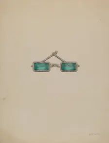 Spectacles with Green Lenses, c. 1936. Creator: Herbert Marsh