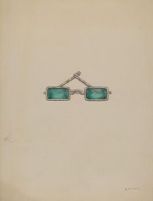 Spectacles with Green Lenses, c. 1936. Creator: Herbert Marsh