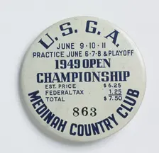 Spectator's plastic badge from US Open, 1949. Creator: Unknown