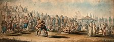 Spectators watching a wrestling match in a street in Turkey (?), (between 1800 and 1899?). Creator: Unknown