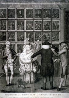 Spectators at a print shop in St Paul's Church Yard c1770. Artist: Anon
