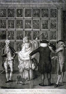 Spectators at a print shop in St Paul's Church Yard c1770. Artist: Anon