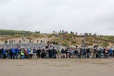Spectators at Pendine sands July 2015, watching Sunbeam 350hp. Creator: Unknown