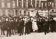 Spectators gather on Portland Place to watch the Women's Sunday procession, London, 21 June 1908. Creator: Unknown