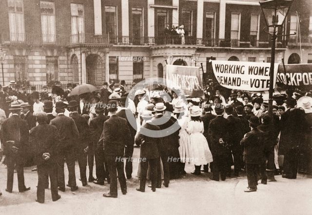 Spectators gather on Portland Place to watch the Women's Sunday procession, London, 21 June 1908. Creator: Unknown.