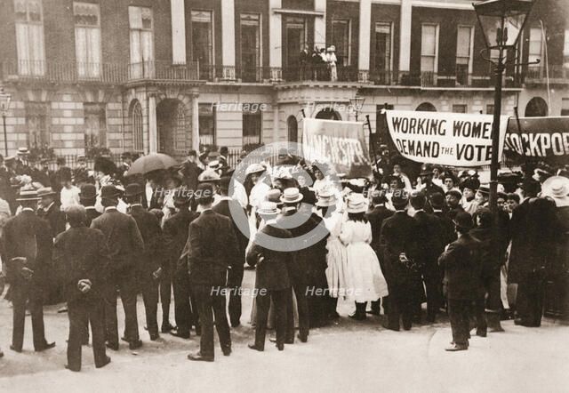 Spectators gather on Portland Place to watch the Women's Sunday procession, London, 21 June 1908. Artist: Unknown