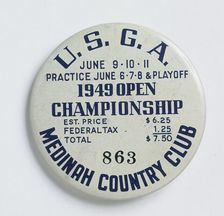 Spectator's plastic badge from US Open, 1949