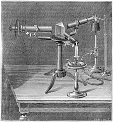 Spectroscopic apparatus used by Robert Wilhelm Bunsen and Gustav Robert Kirchhoff, c1895. Creator: Unknown