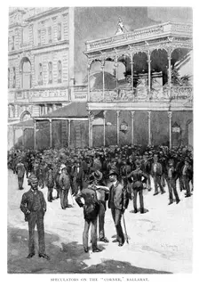 Speculators On The Corner Ballarat, Australia, 1886. Artist: William Thomas Smedley