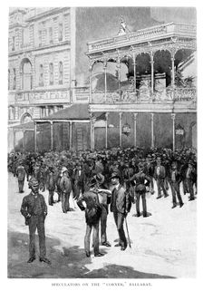 Speculators On The Corner Ballarat, Australia, 1886. Artist: William Thomas Smedley