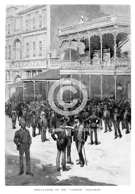 Speculators On The 'Corner', Ballarat, Australia, 1886. Artist: William Thomas Smedley