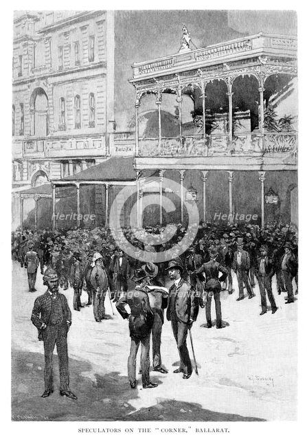 Speculators On The 'Corner', Ballarat, Australia, 1886. Artist: William Thomas Smedley