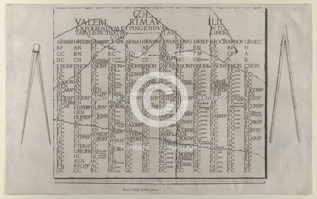 Speculum Romanae Magnificentiae: Tablet with Calendar from the Farnese Palace..., late 16th century. Creator: Anon.