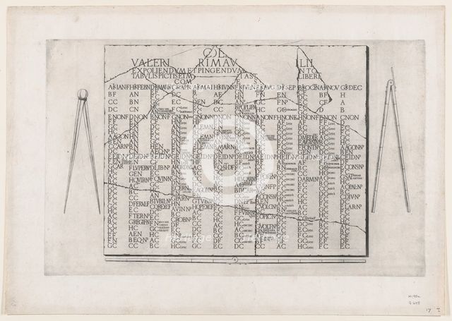 Speculum Romanae Magnificentiae: Tablet with Calendar from the Farnese Palace, 16t..., 16th century. Creator: Anon.