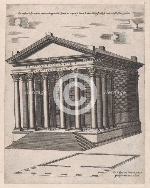 Speculum Romanae Magnificentiae: Temple of Antoninus and Faustina, 1565., 1565. Creator: Anon.