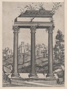 Speculum Romanae Magnificentiae: Temple of Antoninus and Faustina, 16th century., 16th century. Creator: Attributed to Agostino Veneziano
