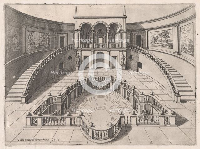 Speculum Romanae Magnificentiae: The Great Hall within the Farnese Palace, la..., late 16th century. Creator: Anon.