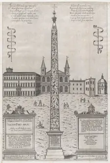 Speculum Romanae Magnificentiae: The Egyptian Obelisk of Constantine, 1589., 1589. Creator: Giovanni Ambrogio Brambilla