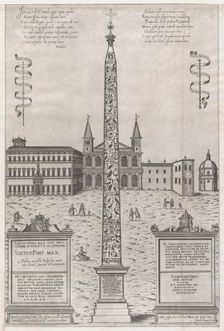 Speculum Romanae Magnificentiae: The Egyptian Obelisk of Constantine, 1589., 1589. Creator: Giovanni Ambrogio Brambilla