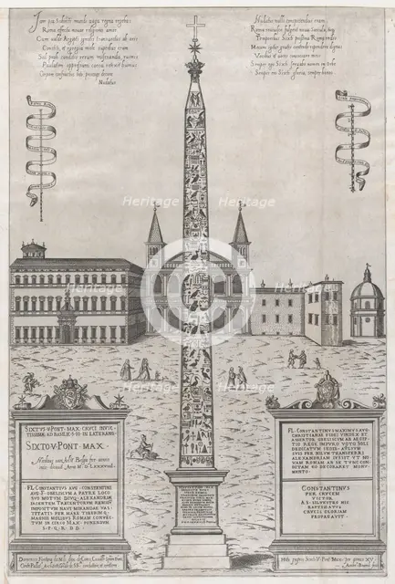 Speculum Romanae Magnificentiae: The Egyptian Obelisk of Constantine, 1589., 1589. Creator: Giovanni Ambrogio Brambilla.